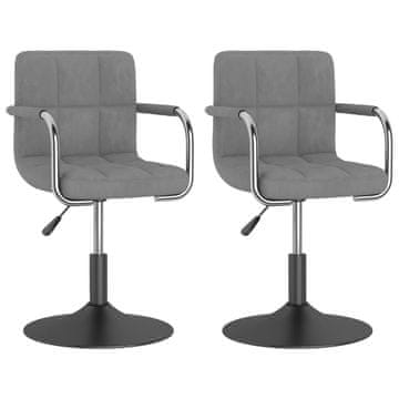 Vidaxl Okretne blagovaonske stolice 2 kom svjetlosive baršunaste