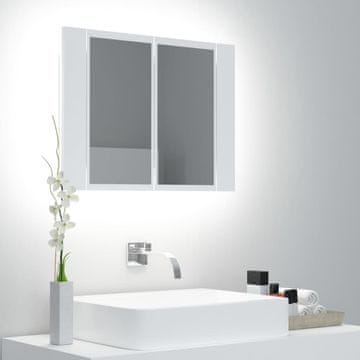 Vidaxl Kupaonski ormarić s ogledalom i LED svjetlom, bijeli, 60x12x45 cm
