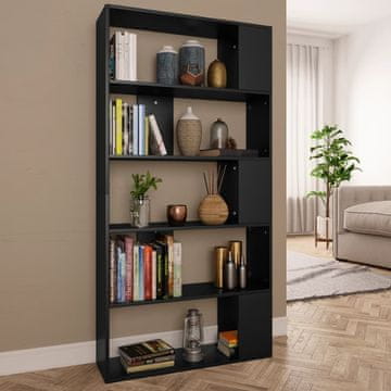 Vidaxl Polica za knjige/Pregrada Crna 80x24x159 cm Iverica