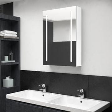 Vidaxl Kupaonski ormarić s ogledalom i LED svjetlom, sjajno bijela, 50x13x70 cm
