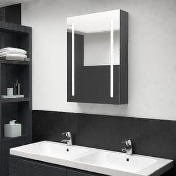Vidaxl Kupaonski ormarić s ogledalom i LED svjetlom, sivi, 50x13x70 cm