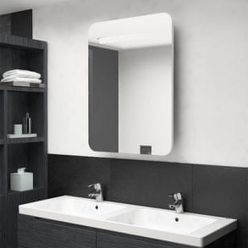 Vidaxl Kupaonski ormarić s ogledalom i LED rasvjetom sjajno bijeli 60x11x80 cm