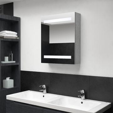 Vidaxl Kupaonski ormarić s ogledalom i LED svjetlom, betonsko siva, 50x14x60 cm