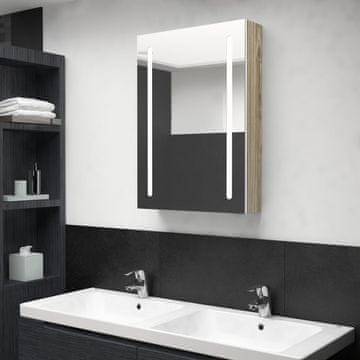 Vidaxl Kupaonski ormarić s ogledalom i LED svjetlom, bijela i hrastova boja, 50x13x70 cm