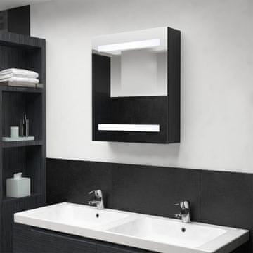 Vidaxl Kupaonski ormarić s ogledalom i LED svjetlom, crni, 50x14x60 cm