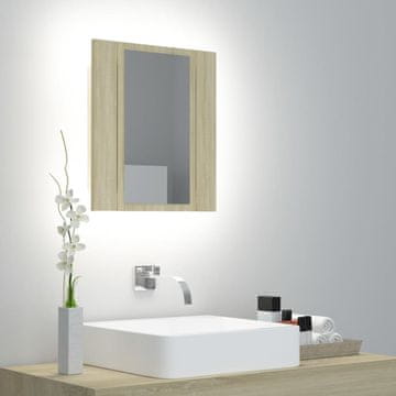 Vidaxl Kupaonski ormarić s ogledalom i LED svjetlom, Sonoma hrast, 40x12x45 cm