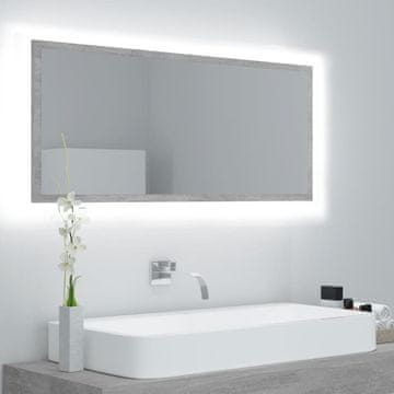 Vidaxl Kupaonsko ogledalo s LED rasvjetom, betonsko sivo, 100 x 8,5 x 37 cm, pločice