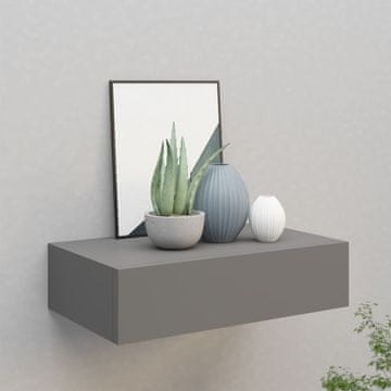Vidaxl Zidna polica s ladicom siva 40 x 23,5 x 10 cm MDF