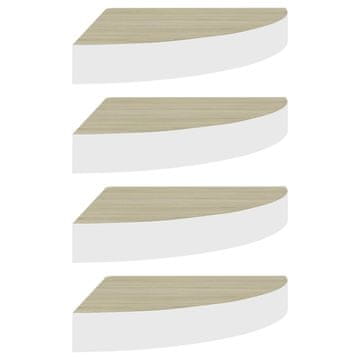 Vidaxl Kutne zidne police 4 kom boja hrasta i bijele 35x35x3,8 cm MDF