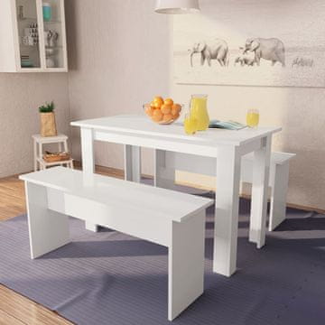 Vidaxl Blagovaonski set od 3 dijela, materijal na bazi drveta, bijele boje