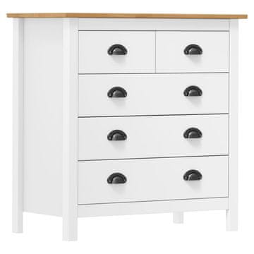 Vidaxl Hill komoda s ladicama, bijela, 79x40x80 cm, masivno borovo drvo