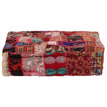 Vidaxl Kvadratni pamučni puf s patchwork efektom 50x50x12 cm crveni
