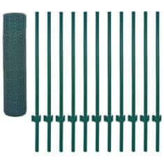 Vidaxl Ograda od žičane mreže sa stupovima čelična 25 x 0,5 m zelena