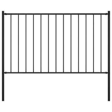 Vidaxl Panel za ogradu sa stupovima čelični 1,7 x 1,25 m crni