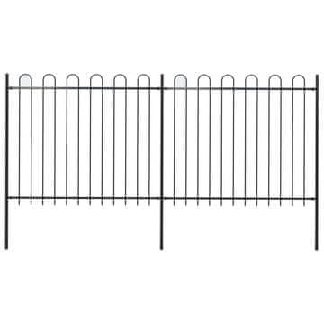 Vidaxl Vrtna ograda s obručem na vrhu Čelik 359x150 cm Crna