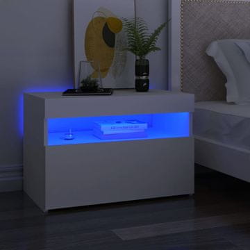 Vidaxl Noćni ormarići s LED svjetlima, set od 2, bijeli, 60x35x40 cm