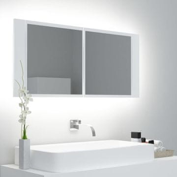 Vidaxl Kupaonski ormarić s ogledalom i LED svjetlom bijeli 100x12x45 cm akril