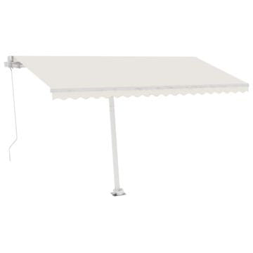Vidaxl Tenda na ručno uvlačenje s LED svjetlima 400 x 300 cm krem