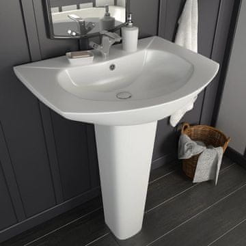 Vidaxl Umivaonik s postoljem, keramički, bijeli, 650x520x200 mm