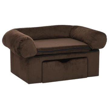 Vidaxl Sofa za pse s ladicom smeđa 75 x 50 x 38 cm plišana