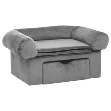 Vidaxl Sofa za pse s ladicom siva 75 x 50 x 38 cm plišana
