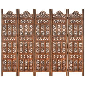 Vidaxl Sobna pregrada s 5 panela smeđa 200x165 cm masivno drvo manga