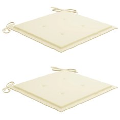 Vidaxl Vrtne stolice s krem jastucima 2 kom od masivne tikovine