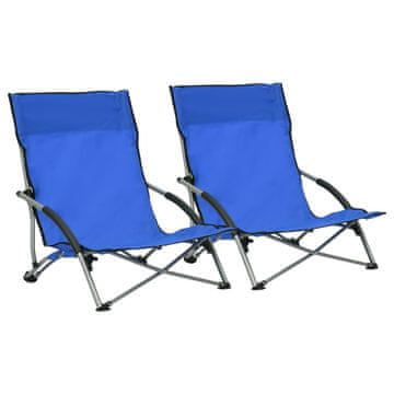 Vidaxl Sklopive stolice za plažu, set od 2, plave, platnena navlaka