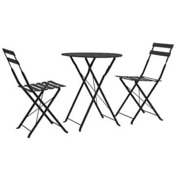 Vidaxl Bistro set od 3 dijela, čelik, crni