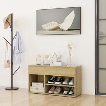 Vidaxl Klupa s prostorom za cipele, hrast Sonoma, 80x30x45 cm