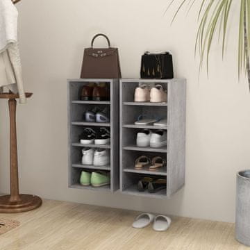 Vidaxl Ormarići za cipele, set od 2, betonsko siva, 31,5 x 35 x 70 cm