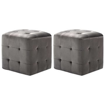 Vidaxl Noćni ormarići, set od 2, sivi, 30x30x30 cm, baršun