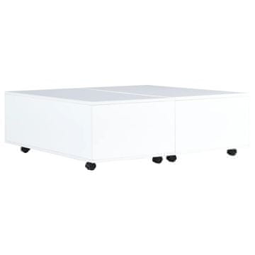 Vidaxl Stolić za kavu visoki sjaj bijeli 100 x 100 x 35 cm