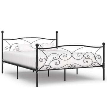 Vidaxl Okvir kreveta s letvicama, crni metal, 180 x 200 cm
