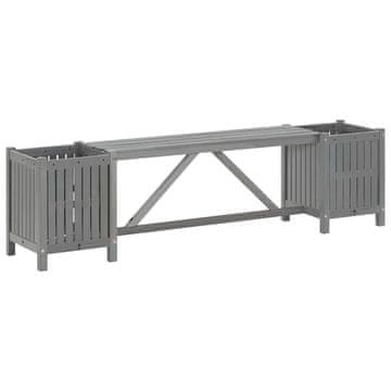 Vidaxl Vrtna klupa s 2 sadilice 150 cm masivno bagremovo drvo siva