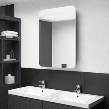 Vidaxl Kupaonski ormarić s ogledalom i LED svjetlom bijeli i hrastov 60 x 11 x 80 cm