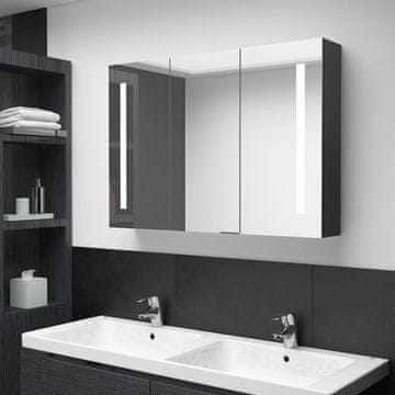 Vidaxl Ormarić za kupaonsko ogledalo s LED svjetlom 89x14x62 cm sjajno crni