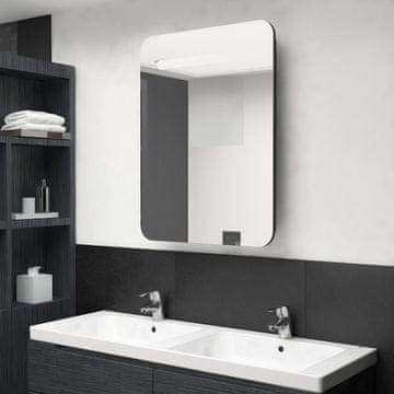 Vidaxl Kupaonski ormarić s ogledalom i LED svjetlom, crni, 60x11x80 cm