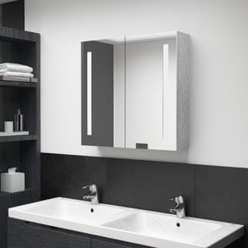 Vidaxl Kupaonski ormarić s ogledalom i LED svjetlom, betonsko-sivi, 62x14x60 cm