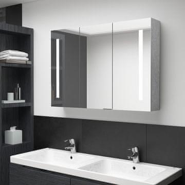 Vidaxl Ormarić za kupaonsko ogledalo s LED svjetlom, 89x14x62 cm, betonsko siva