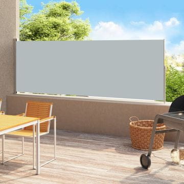 Vidaxl Uvlačna bočna tenda za terasu 220 x 500 cm siva