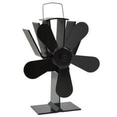 Vidaxl Ventilator za kamin na toplinski pogon, 5 lopatica, crni
