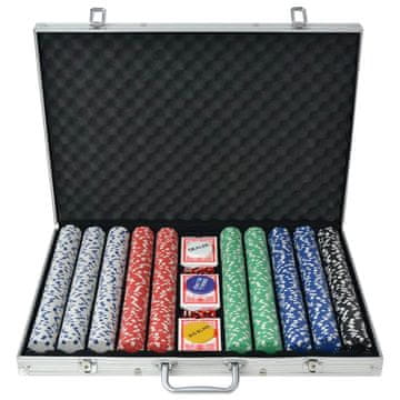 Vidaxl Set za Poker s 1000 Žetona Aluminijum