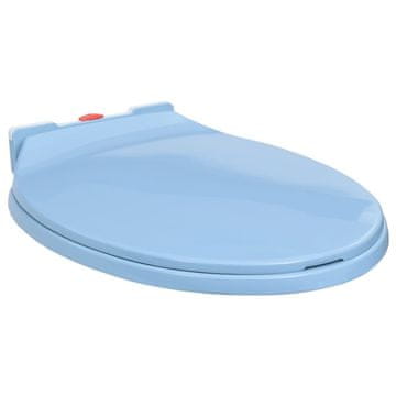 Vidaxl Tiha WC daska s brzim otpuštanjem, plava, ovalna