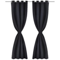 Vidaxl 2 zavjese s metalnim ringovima, 135 x 245, crne