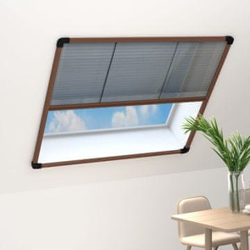 Vidaxl Plisirana mreža protiv insekata za prozore, aluminijska, smeđa, 120x120 cm