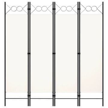 Vidaxl Sobna pregrada s 4 panela bijela 160 x 180 cm