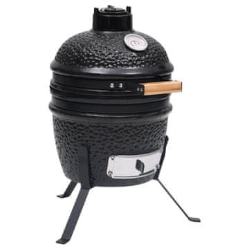 Vidaxl 2-u-1 roštilj s pušnicom Kamado keramički 56 cm crni