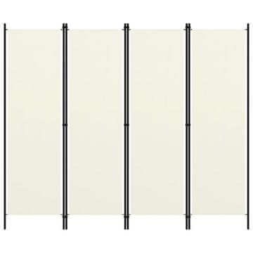 Vidaxl Sobna pregrada s 4 panela bijela 200 x 180 cm