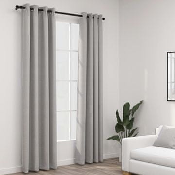 Vidaxl Zavjese s izgledom lana, 2 kom, sive, 140x225 cm